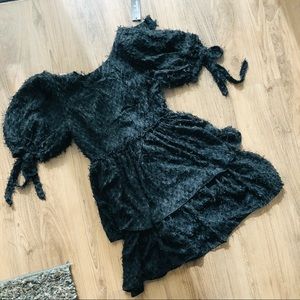 lulus tired black dress with open back